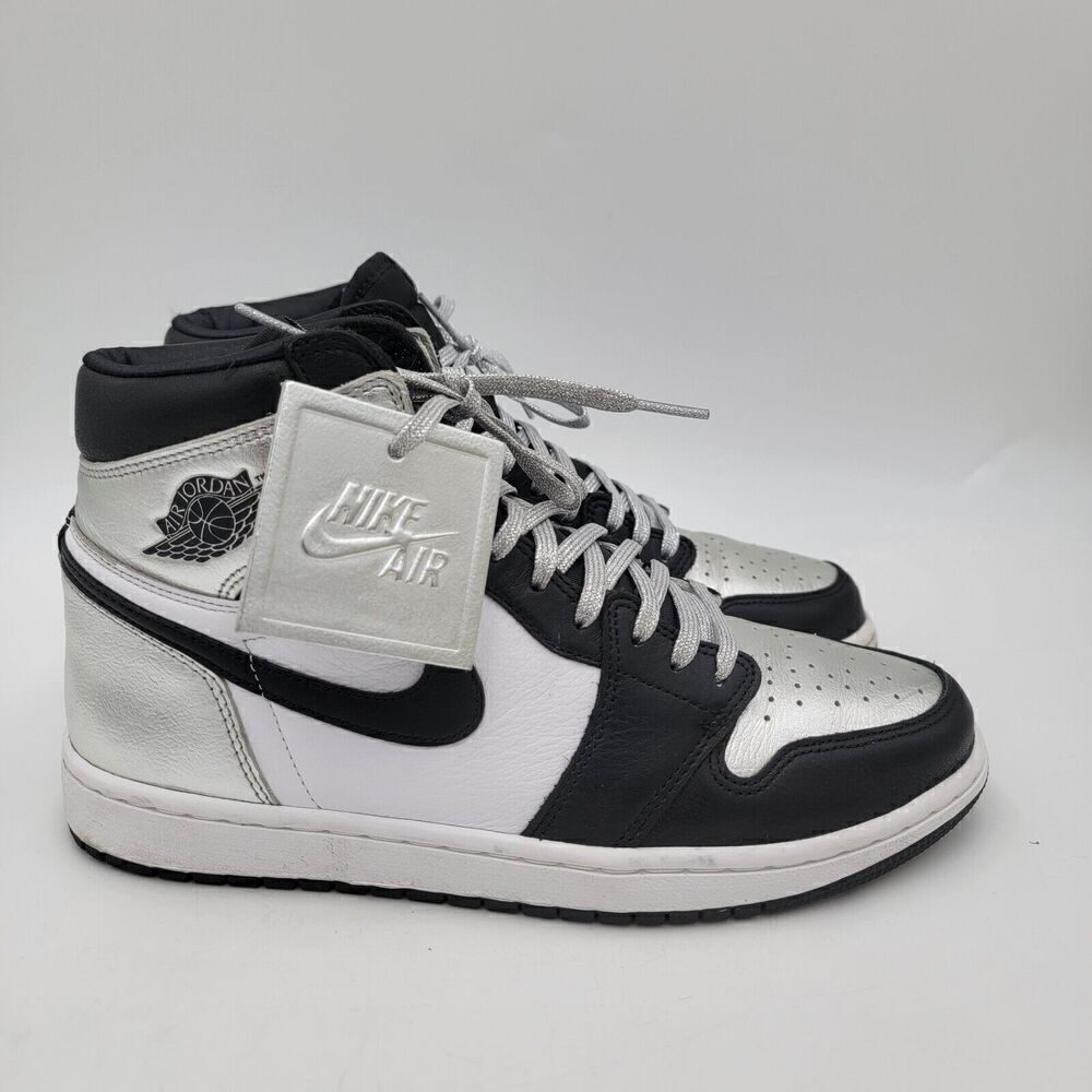 Nike Air Jordan 1‎ High OG Silver Toe Sneakers Black CD0461-001 Shoe Sz 9.5